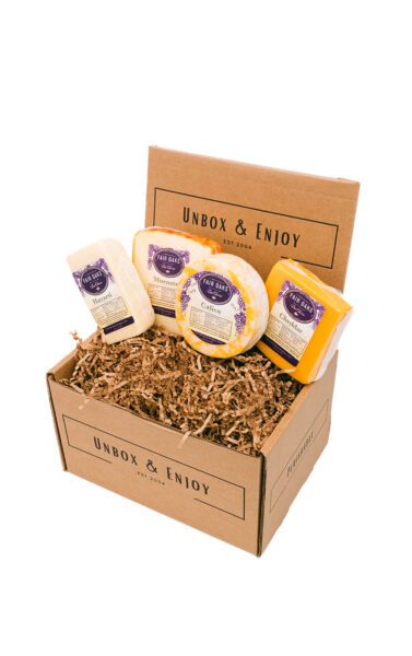 A box shot of the Prairie Collection (cheeses inside)